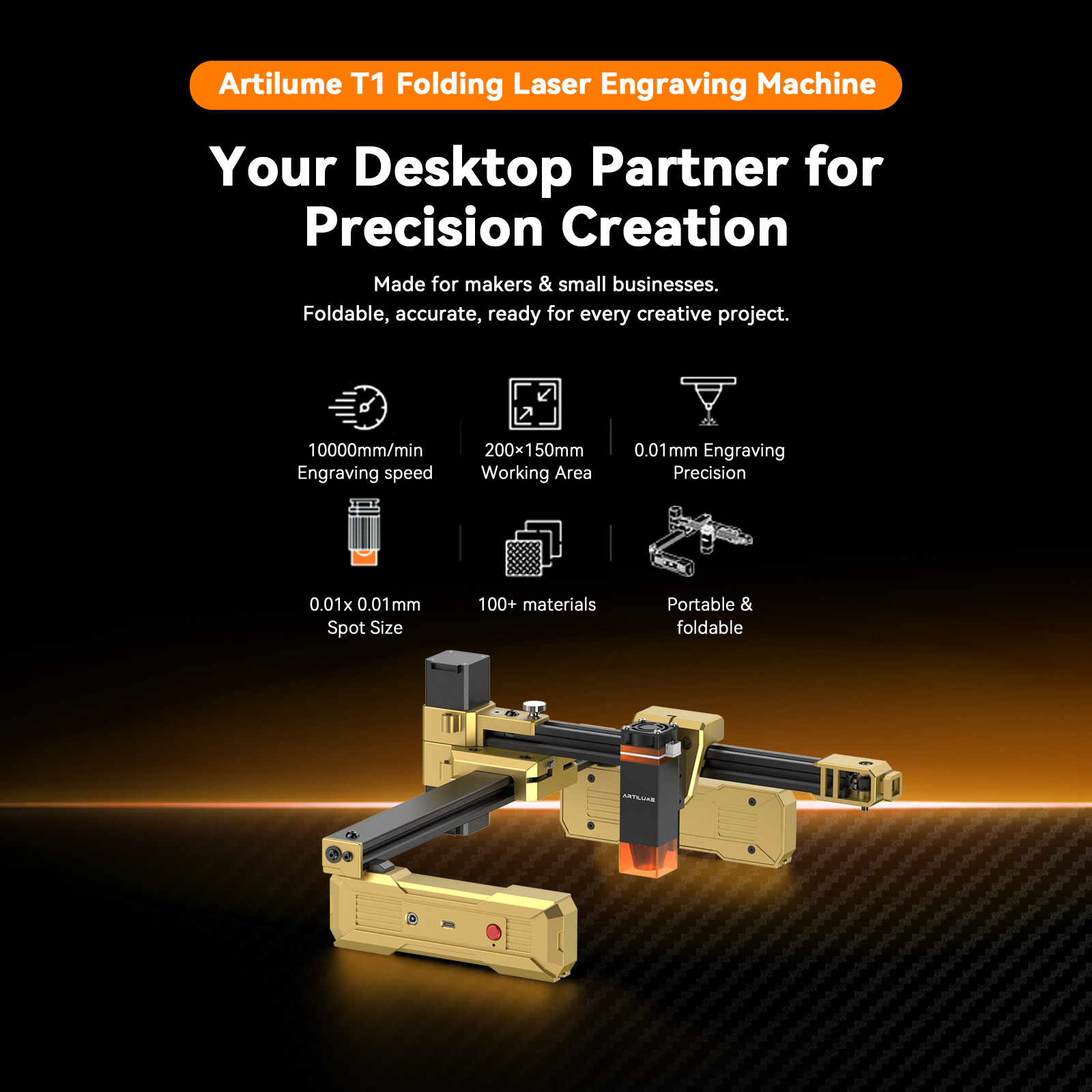Industrial Laser Etching Machine - Artilume T1 7W Laser Engraver 0.01mm