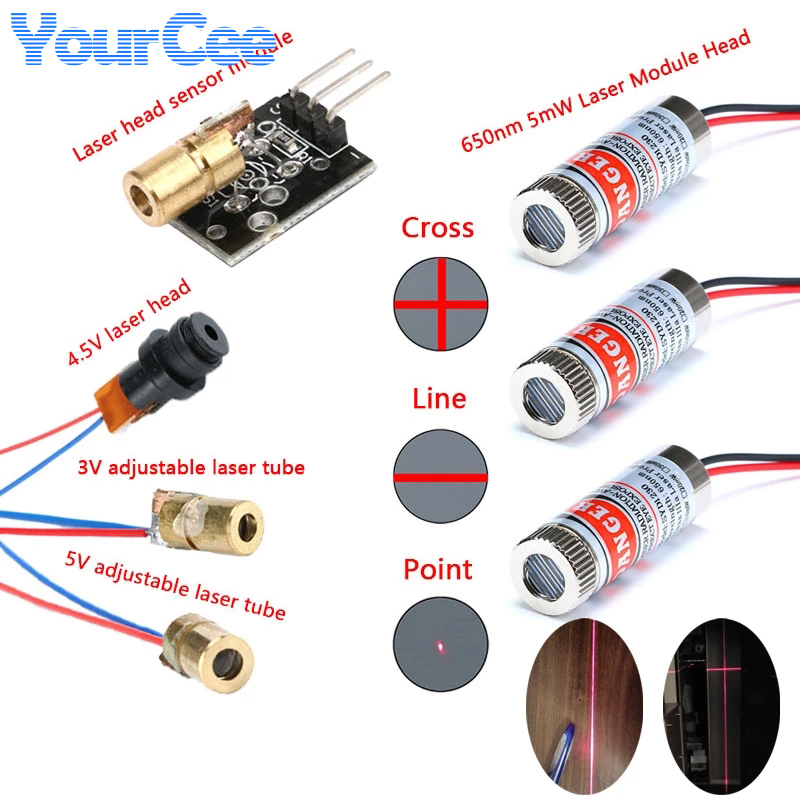 Industrial Laser Head - 2pcs 650nm 5mW Red Point/Line/Cross Laser