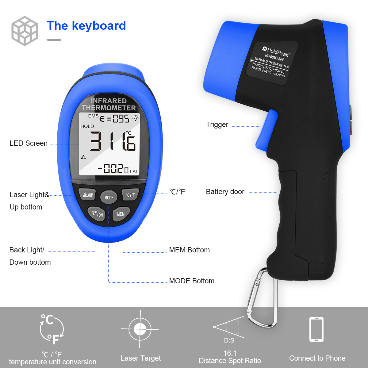 HoldPeak IR Thermometer Gun -5 - Industrial Laser Temperature Sensor review and price